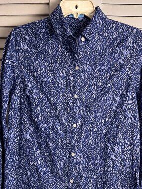 J.McLaughlin Womens Small Blue Beatriz Spot Lois button up Blouse cotton